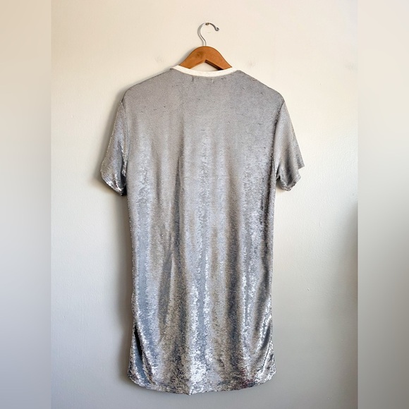 IRO Silver Sequin Mini Dress Shift Disco Party Sparkle Cocktail NYE Holiday S - Picture 7 of 12